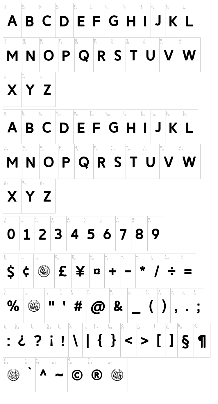 Reitam font map